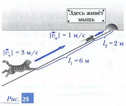 Скорости кота и мыши, а также расстояние между ними и норой