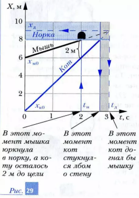 Графики движения кота и мыши