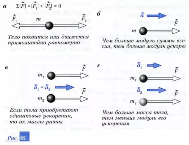 Взаимосвязь массы тела, действующей на него силы и ускорения
