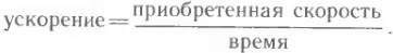 ускорение равно скорости деленной на время