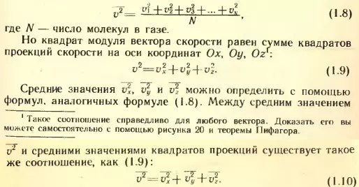 Квадрат средней скорости молекул газа
